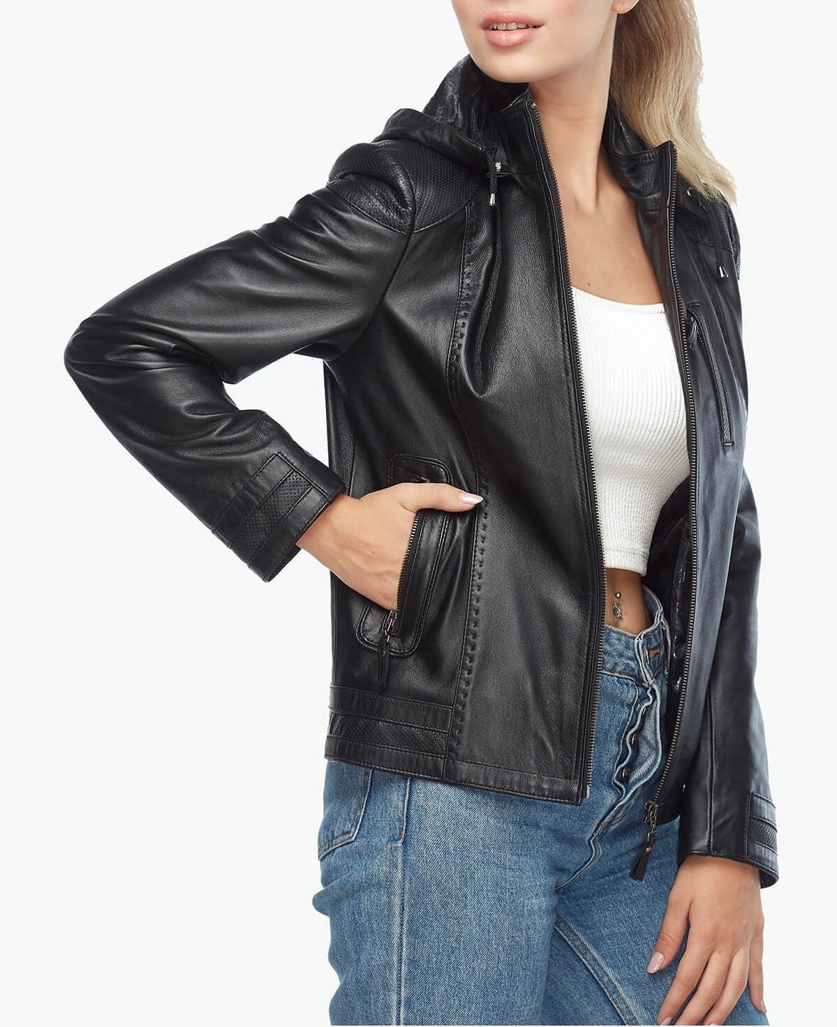 black biker leather jacket