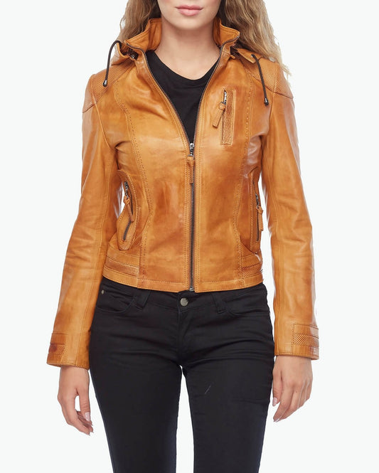 tan leather jacket womens