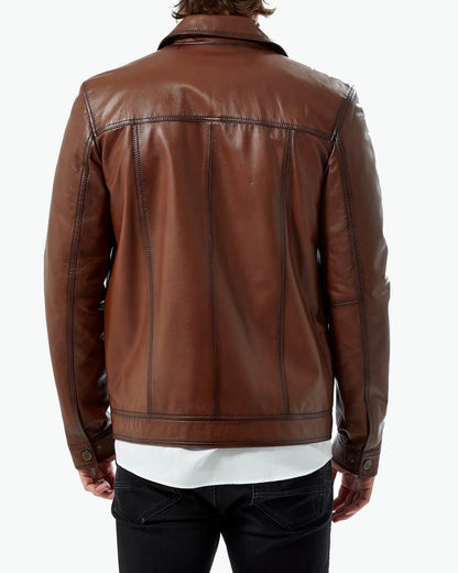 casual brown mens leather jacket