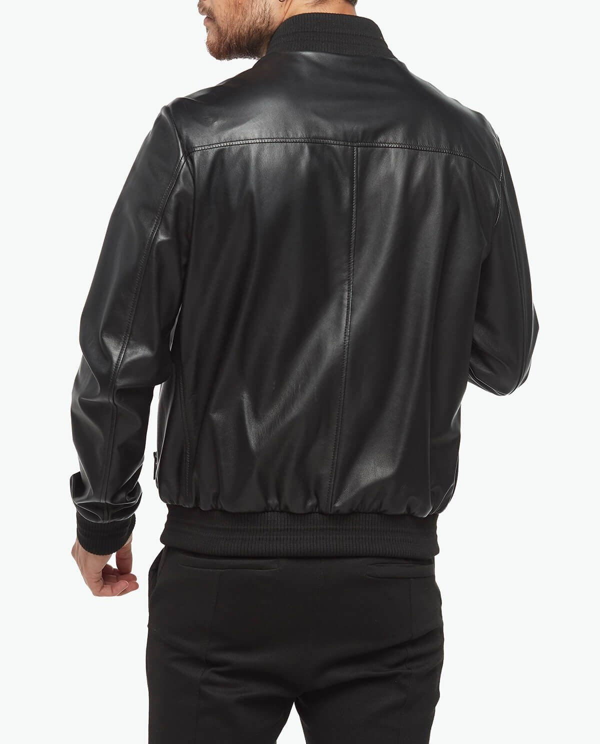 slim fit black leather jacket mens