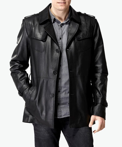 long black leather jacket mens