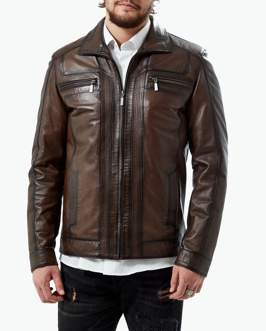 Dark Brown Leather Jacket Men