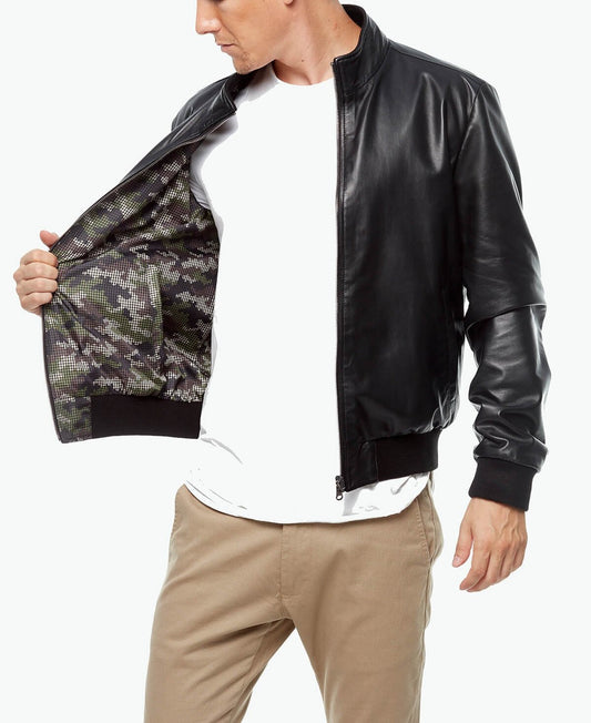 double side camouflage leather jacket
