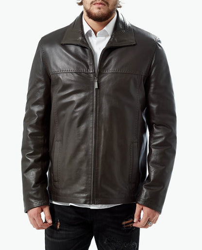 Casual Mens Brown Leather Jacket