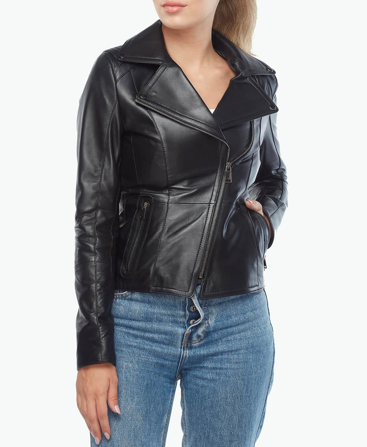 black biker leather jacket womens