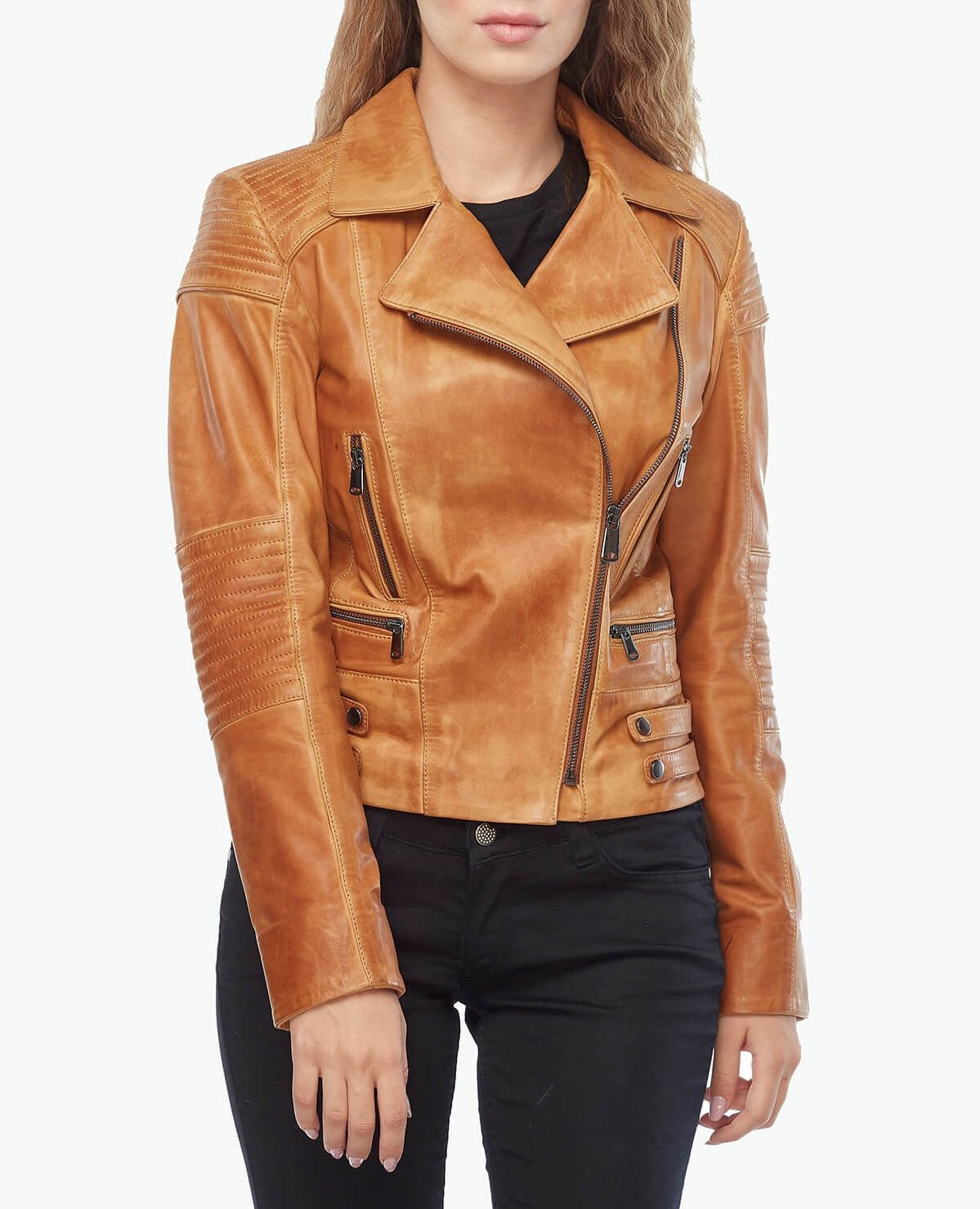 Genuine Leather Biker Tan Jacket