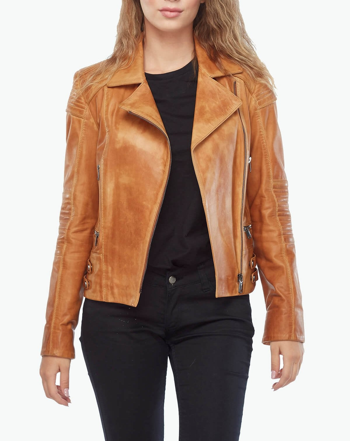 Genuine Leather Biker Tan Jacket