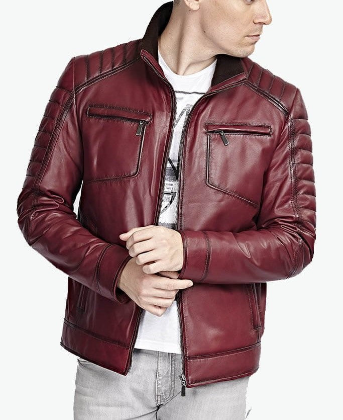 maroon quilted jacket