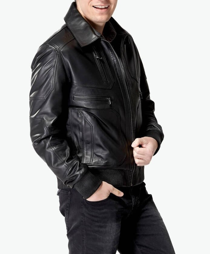 mens leather bomber jacket