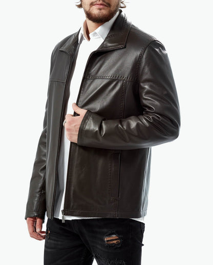 casual brown leather jacket