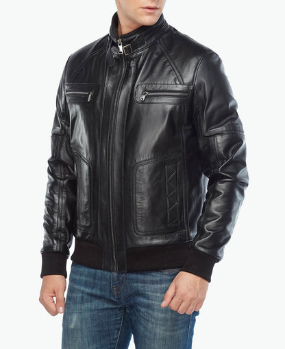 stylish black leather jacket