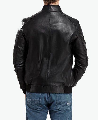 bomber leather jacket men