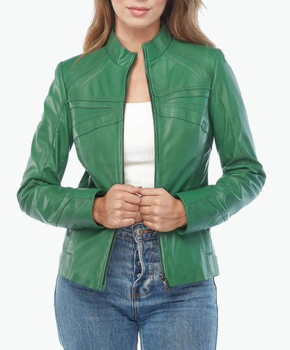 green leather motorcycle jacket