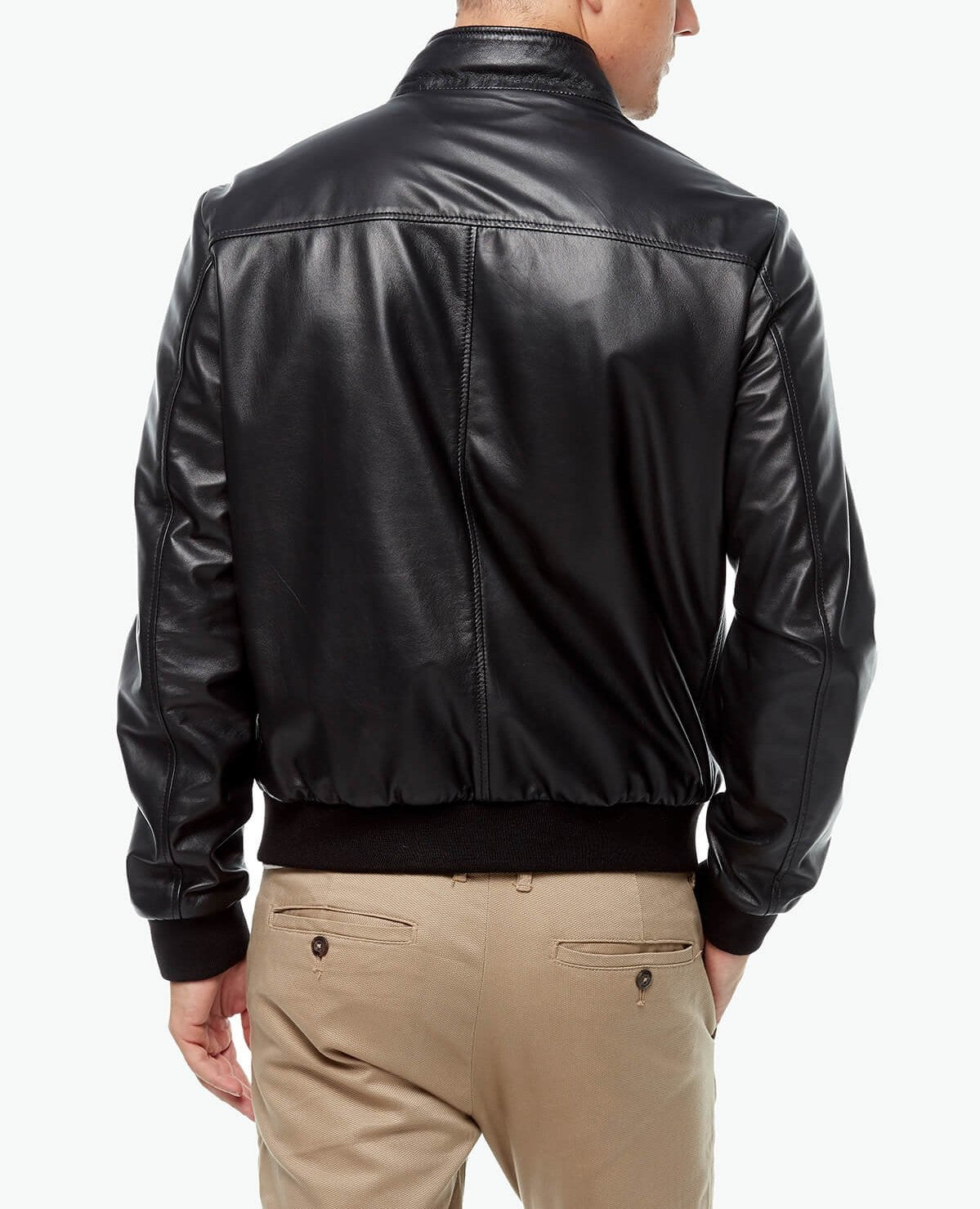 black lambskin leather jacket with cuff