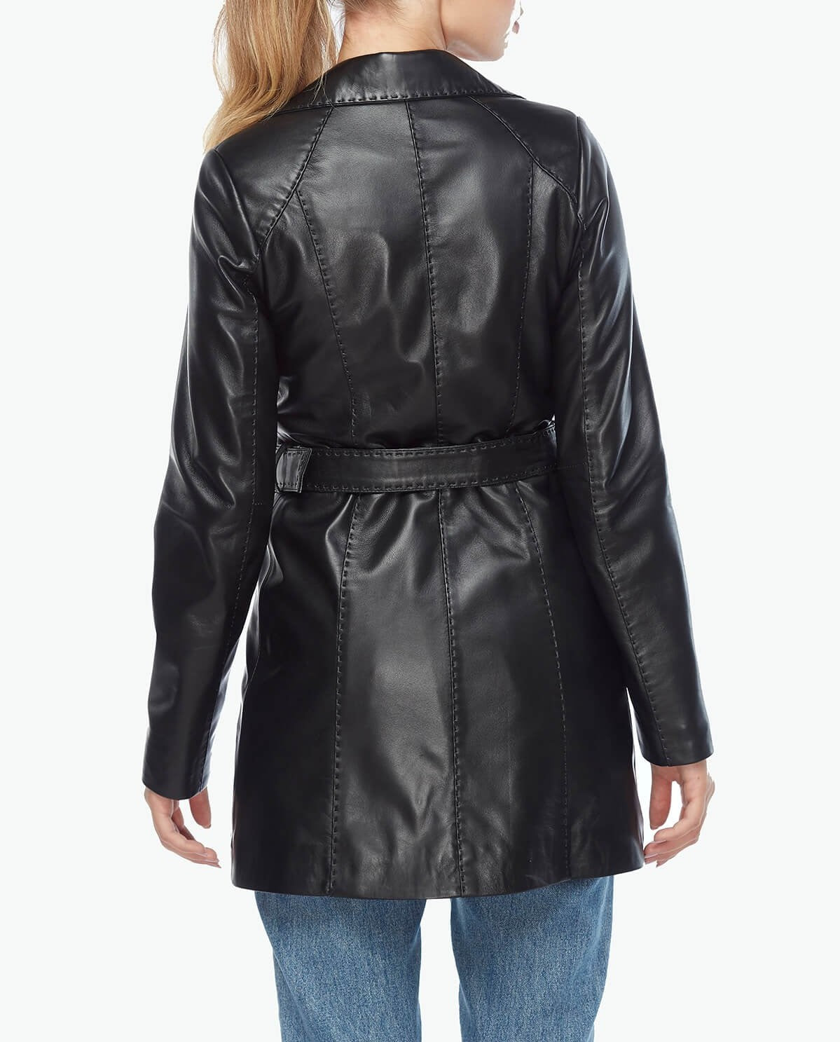 black leather trench coat belt closer