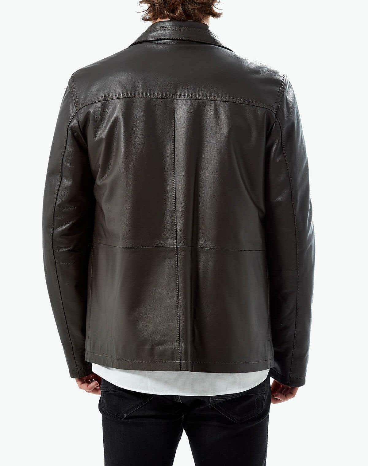 dark brown leather jacket