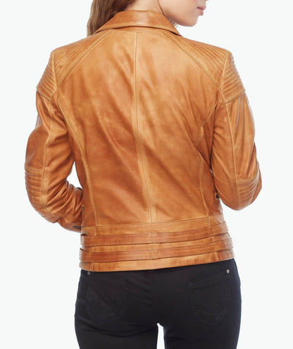 Genuine Leather Biker Tan Jacket