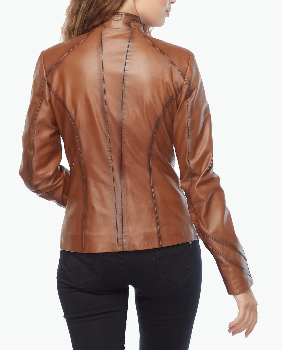 slim fit leather biker jacket women