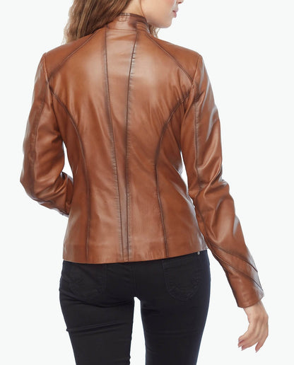 slim fit leather biker jacket women