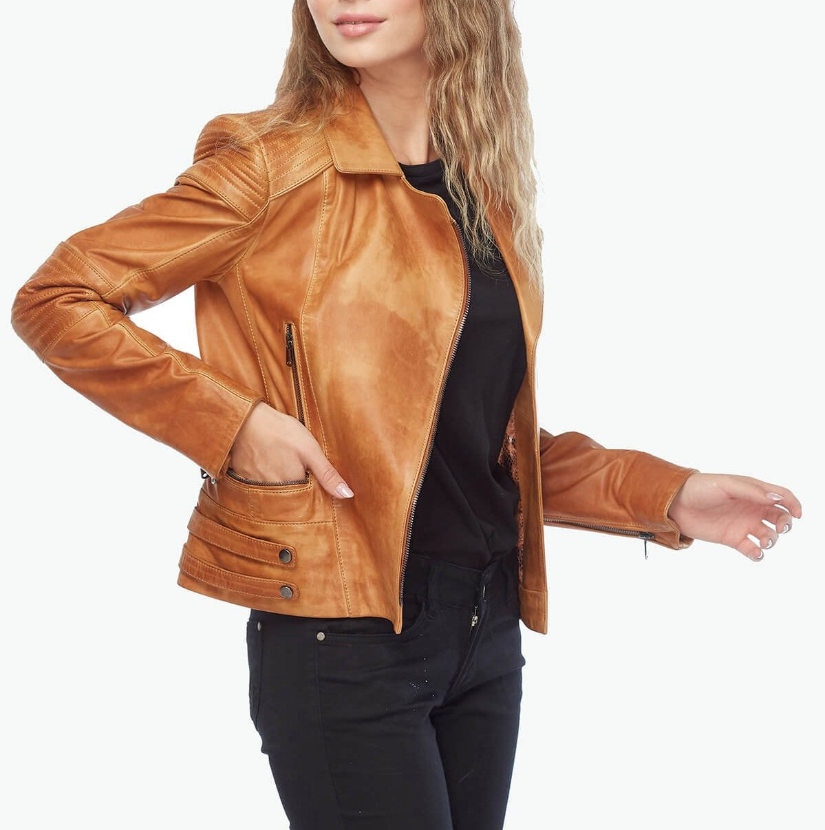 Genuine Leather Biker Tan Jacket