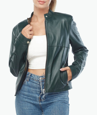 green biker leather jackets