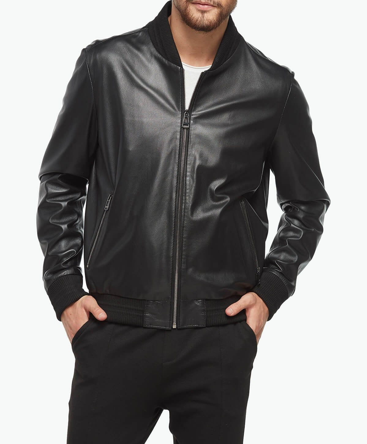 black leather jacket